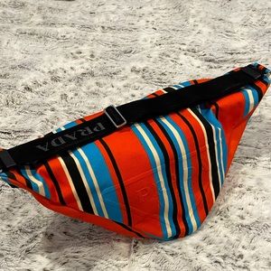 Prada striped triangle tote bag